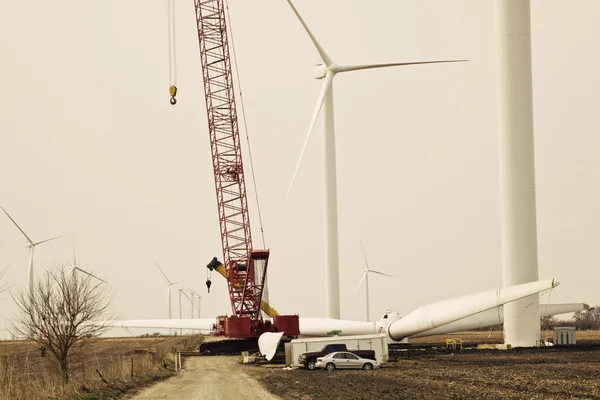 风力发电场-建设 — 图库照片