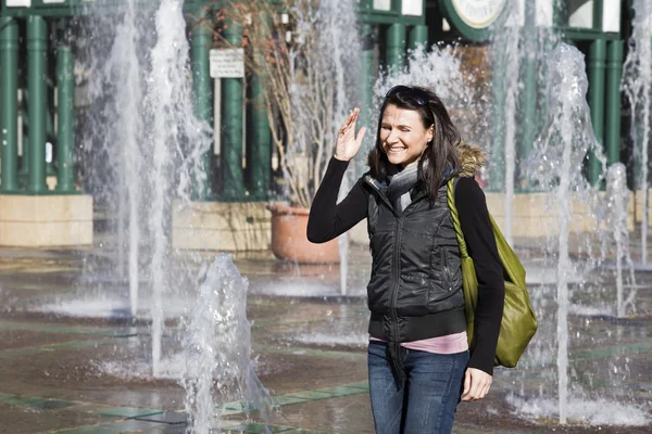 stock image Girl in the fountain square in Memphis