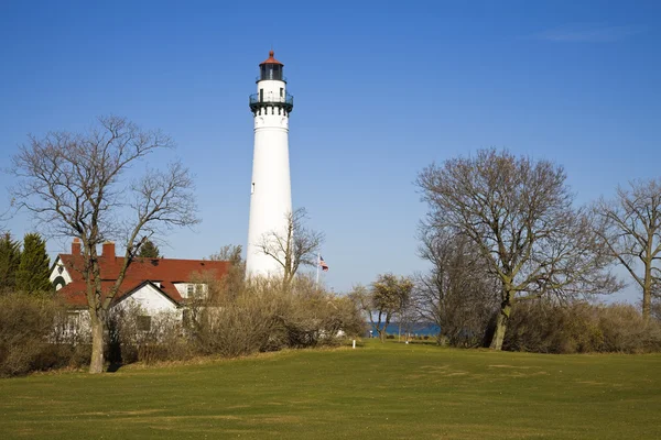 Wind Point Lighthouse - Расин, Висконсин — стоковое фото
