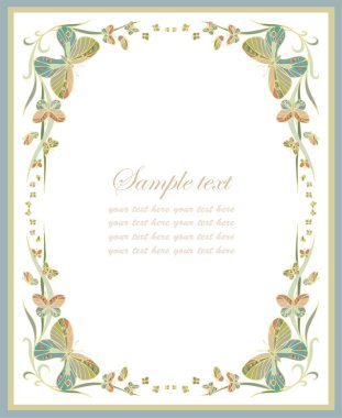 Beautiful decorative framework with butterflies. Greeting card with butterf clipart