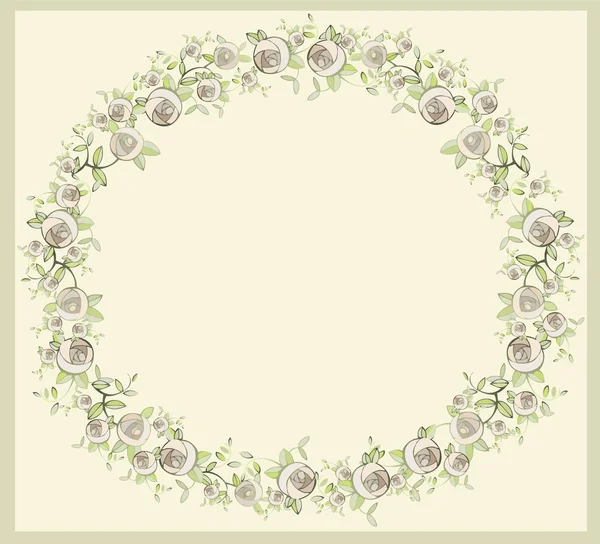 Schöner dekorativer Rahmen mit Blumen. Grußkarte mit Rose. — Stockvektor