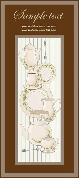 Illustraties koffie pot,teapot,spoon,plate.menu. — Stockvector
