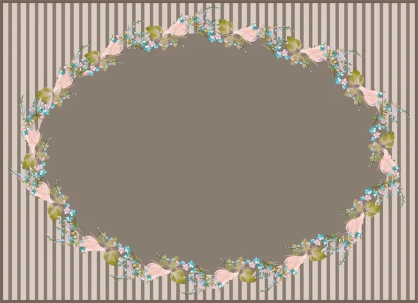 Schöner dekorativer Rahmen mit Blumen. Grußkarte mit Vergissmeinnicht — Stockvektor