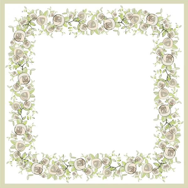 Schöner dekorativer Rahmen mit Blumen. Grußkarte mit Rose. — Stockvektor