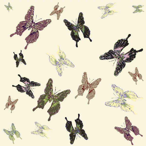 Sömlös bakgrund. illustration fjärilar — Stock vektor
