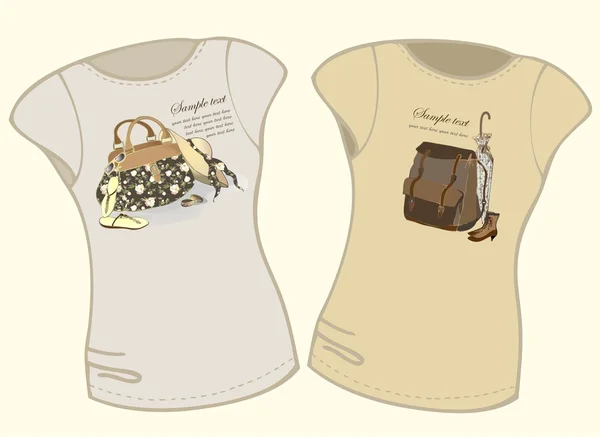 Women's t-shirt afbeelding. — Stockvector
