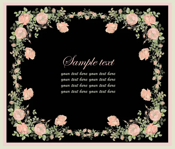 Tarjeta de felicitación con rosa. Hermoso marco decorativo con flores . — Archivo Imágenes Vectoriales