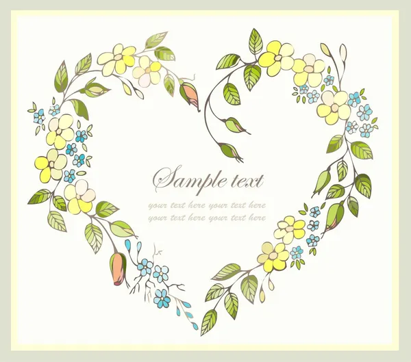 Elle çizilmiş Sevgililer günü tebrik kartı. Dekoratif çerçeve çiçek. — Stok Vektör