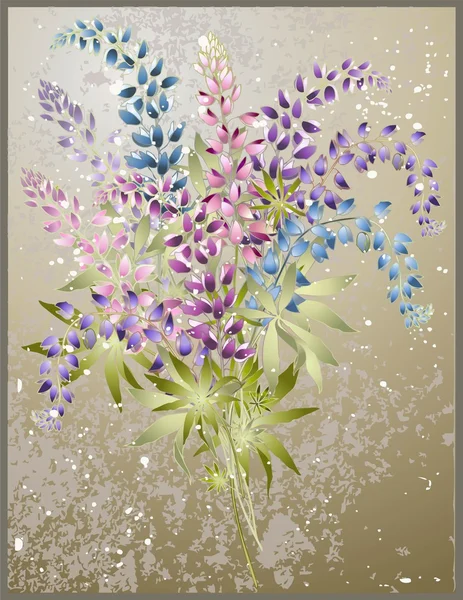 ルピナスの花からの背景。ルピナスの花の花束. — ストックベクタ