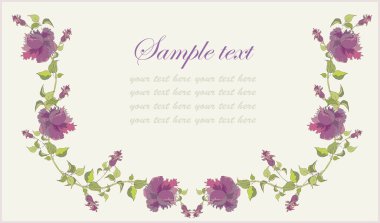 Greeting card with rose. Beautiful decorative framework with flowers. clipart