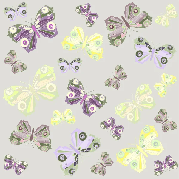 Sömlös bakgrund. illustration fjärilar. — Stock vektor