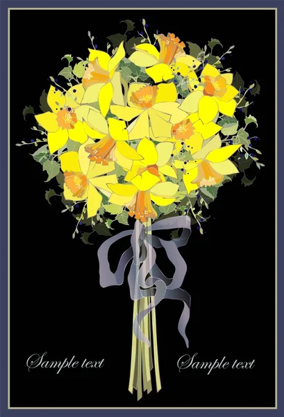 Přání s Narcis kytice. — Stockový vektor