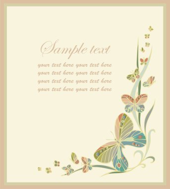 Beautiful decorative framework with butterflies. Greeting card with butterf clipart