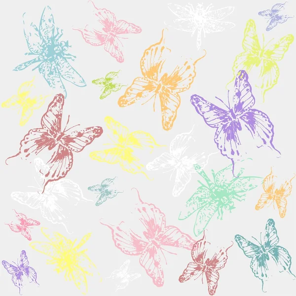 Nahtloser Hintergrund mit Libellen und Schmetterlingen. — Stockvektor