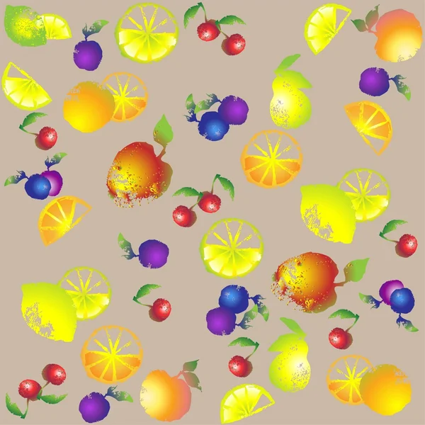 Seamless background from a fruits ornament, fashionable modern wallpaper or — Stock Vector