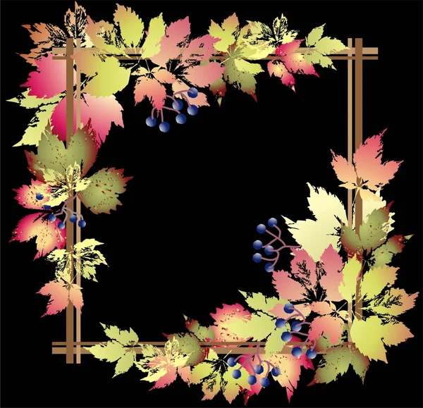 Tarjeta de felicitación con uvas silvestres. Marco decorativo con uvas silvestres . — Vector de stock