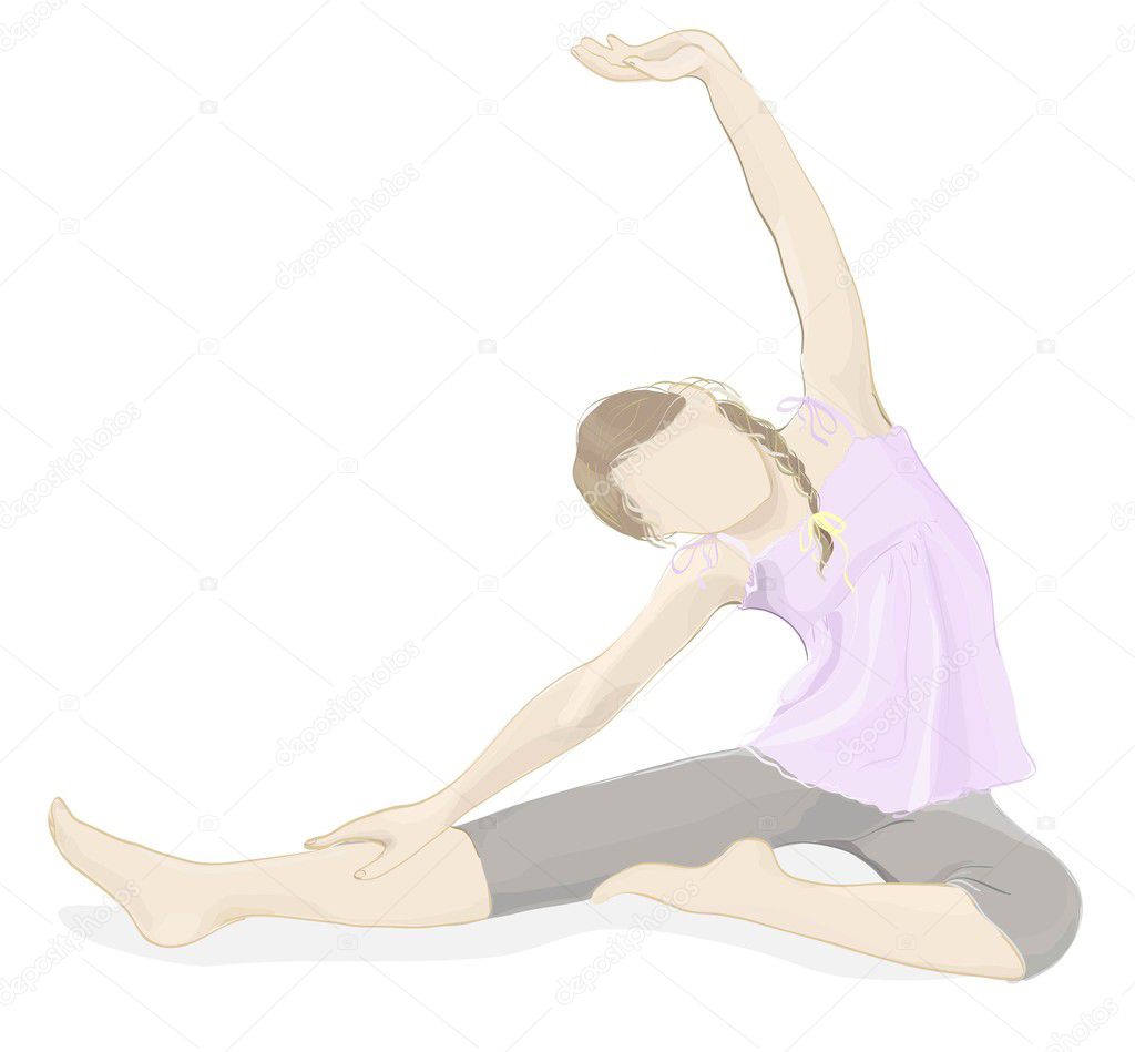 Gym girl doing stretching exercise.