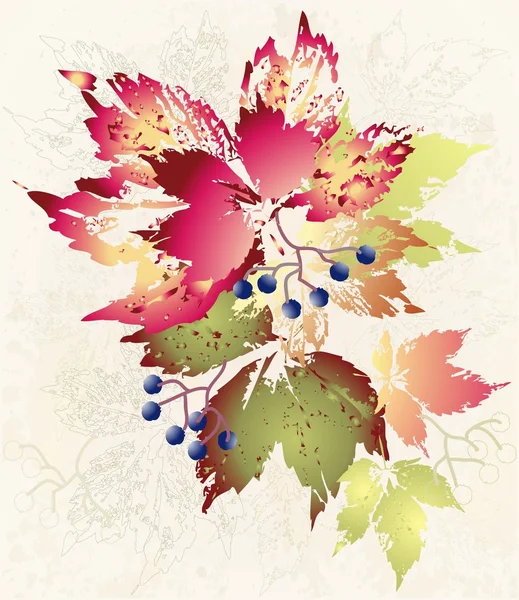 图野生葡萄。秋季背景. — 图库矢量图片