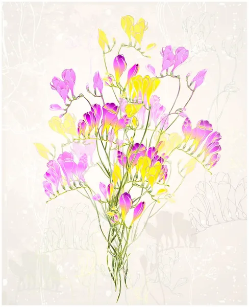 与一个鲜花花束贺卡. — 图库矢量图片