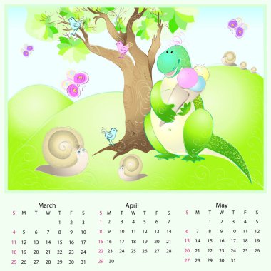 Vector calendar 2012 spring clipart