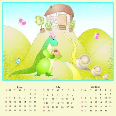 Vector calendar 2012 summer clipart