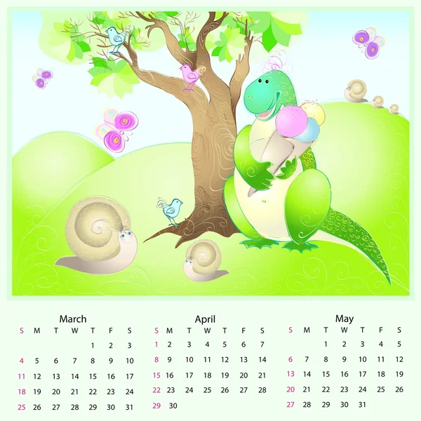 Calendario vectorial 2012 primavera — Vector de stock