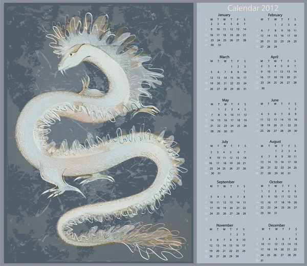 Calendário vetorial 2012. Ilustração de um dragão . — Vetor de Stock