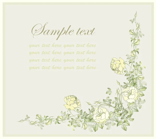 Carte de vœux avec rose. Beau cadre décoratif avec des fleurs . — Image vectorielle