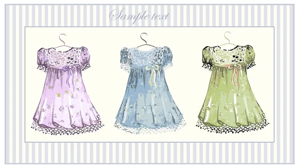 Set of dresses of the little girl. — Stock Vector
