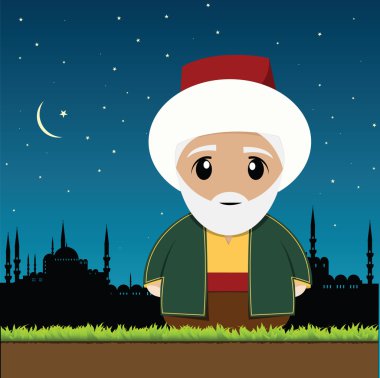 Old muslim man clipart