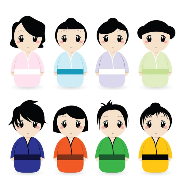 Cartoon geisha ensemble — Image vectorielle