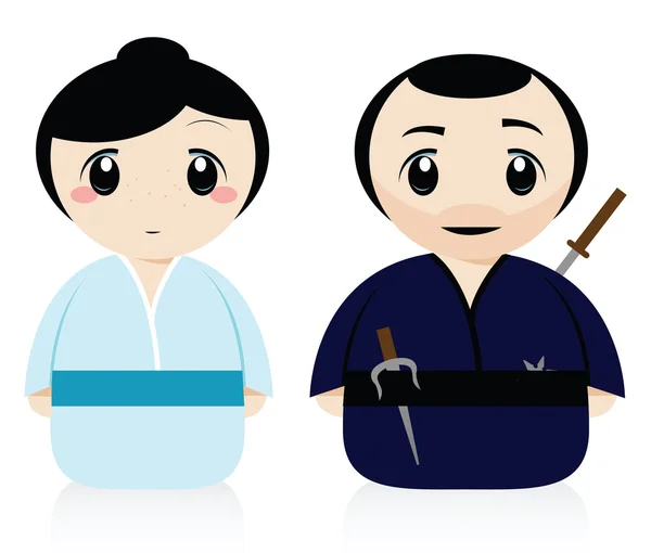 Un Samurai y una Geisha — Archivo Imágenes Vectoriales