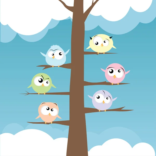 Oiseaux sur les branches — Image vectorielle