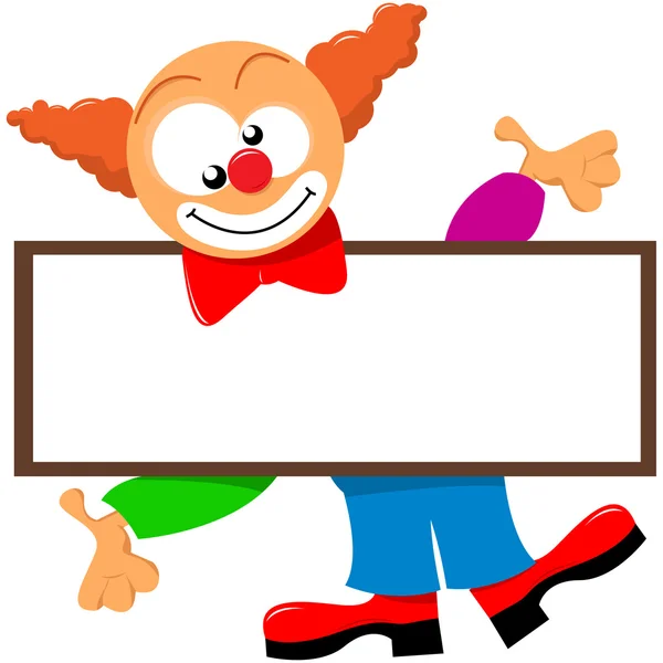 Un clown et un panneau — Image vectorielle