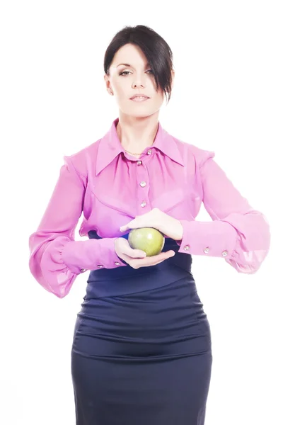 Attraktive Geschäftsfrau posiert auf weißem Hintergrund — Stockfoto