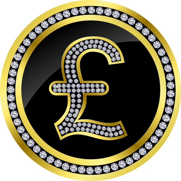 Pfund goldenes Symbol mit Diamanten, Vektor — Stockvektor