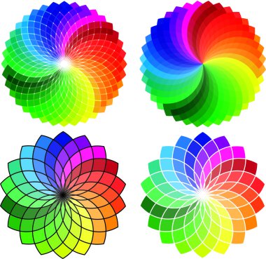 Circular color wheel pattern set, vector clipart