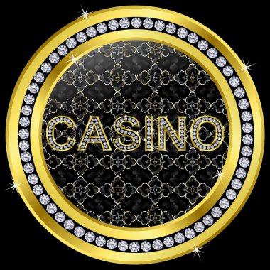 Casino kutsal kişilerin resmi, altın düğme elmas, vektör çizim ile