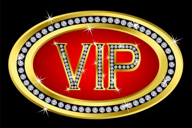 Vip golden icon with diamonds,vector clipart