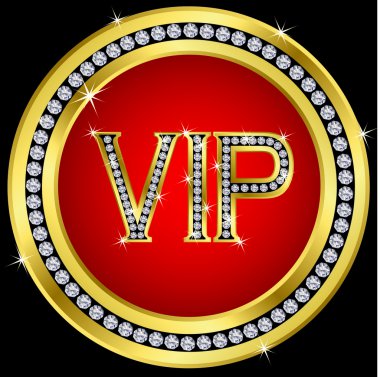 Vip golden icon with diamonds,vector clipart