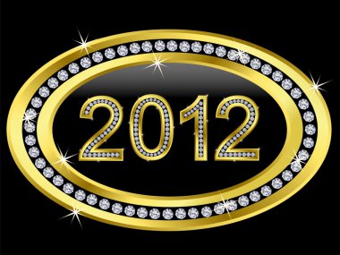 Yeni yıl 2012 simgesi ile elmas, altın vektör