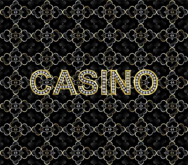 Abstract casino background with golden letters and diamonds — Stock Vector