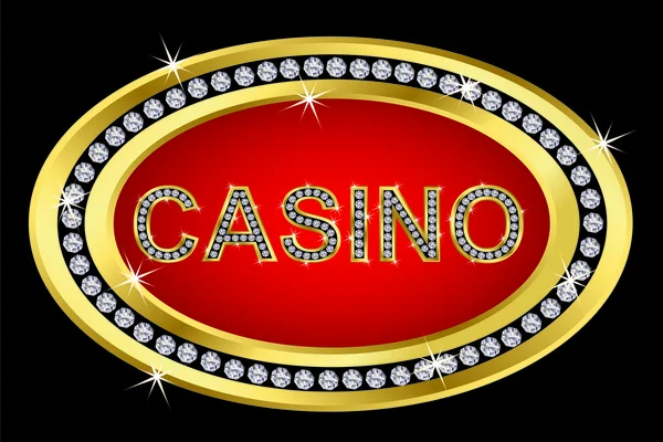 Casino icon, golden button with diamonds, vector illustration — Stock Vector