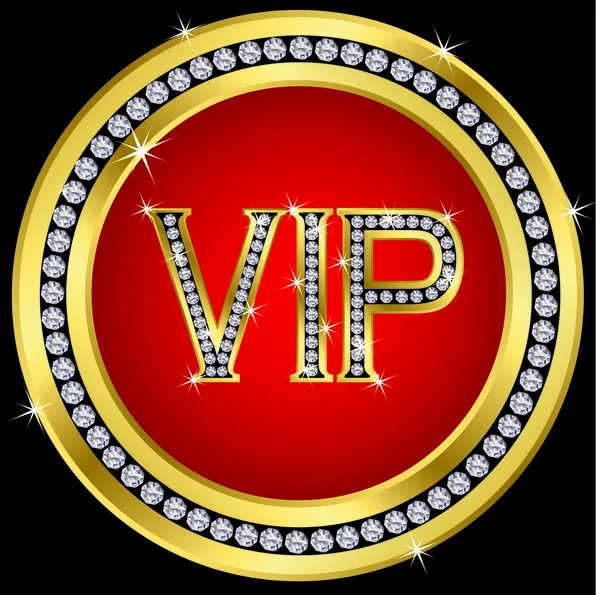 Ikona VIP złoty z diamentami, wektor — Wektor stockowy