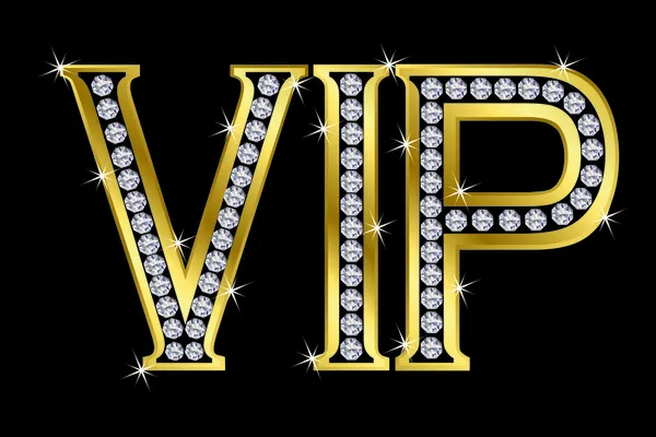 Vip icône dorée avec diamants, vecteur — Image vectorielle