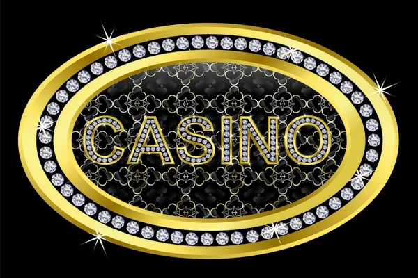 Casino icon golden with diamonds, vector illustration — Stock Vector