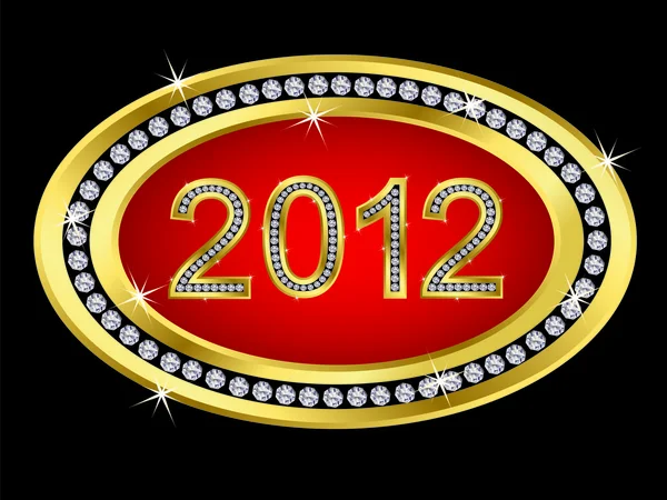 Año nuevo 2012 icono de oro con diamantes, vector — Archivo Imágenes Vectoriales