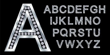 Silver alphabet, letters from A to Z clipart