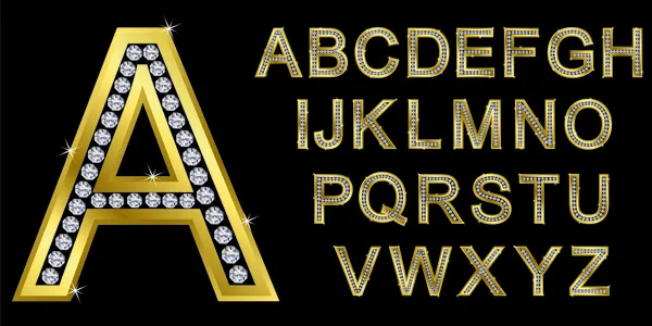Alfabeto dorado, letras de A a Z — Archivo Imágenes Vectoriales