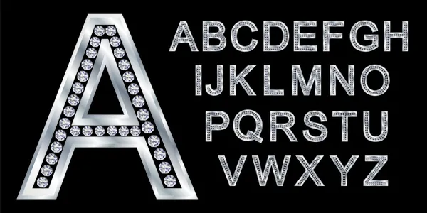 Silver alfabet, brev från en till z — Stock vektor